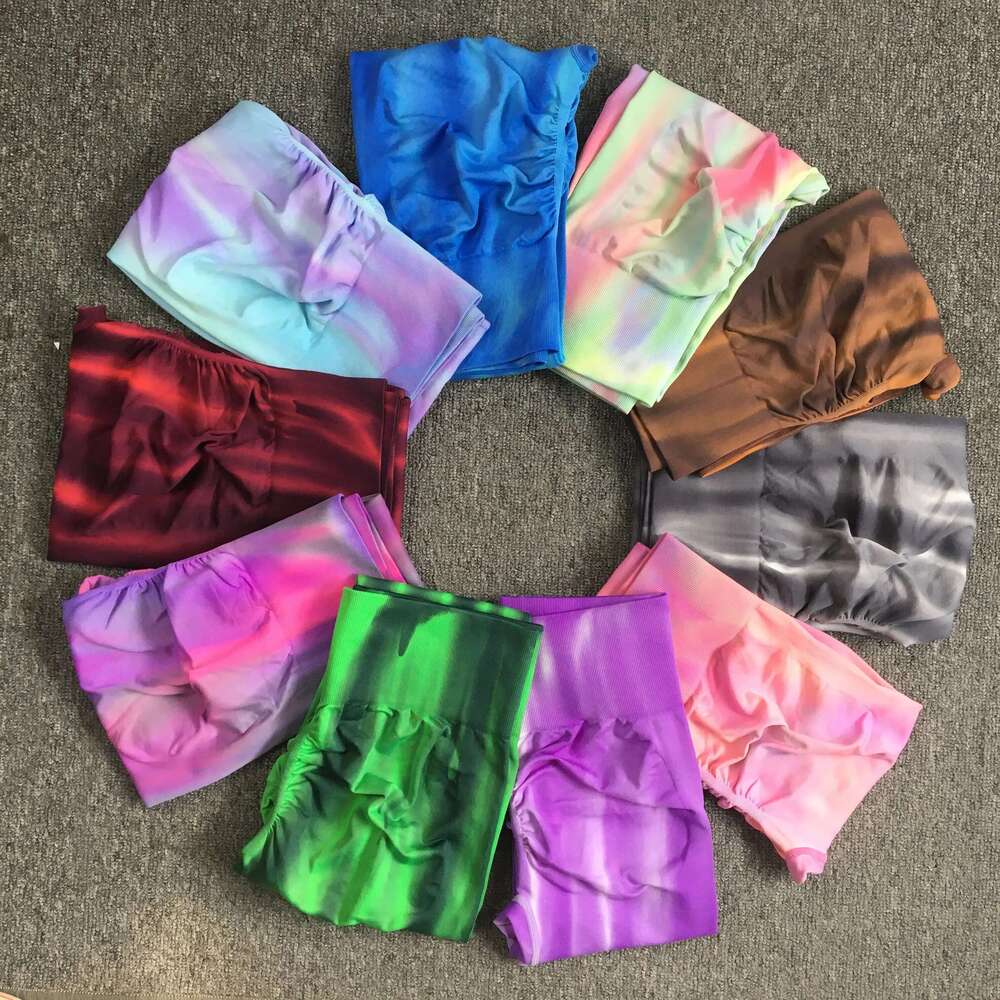 Seamless Push Up Scrunch Sport Leggings For Women Tummy Control Butt Lift Yoga Fiess Tights Gym Workout Pants Aurora Gradient KLMY