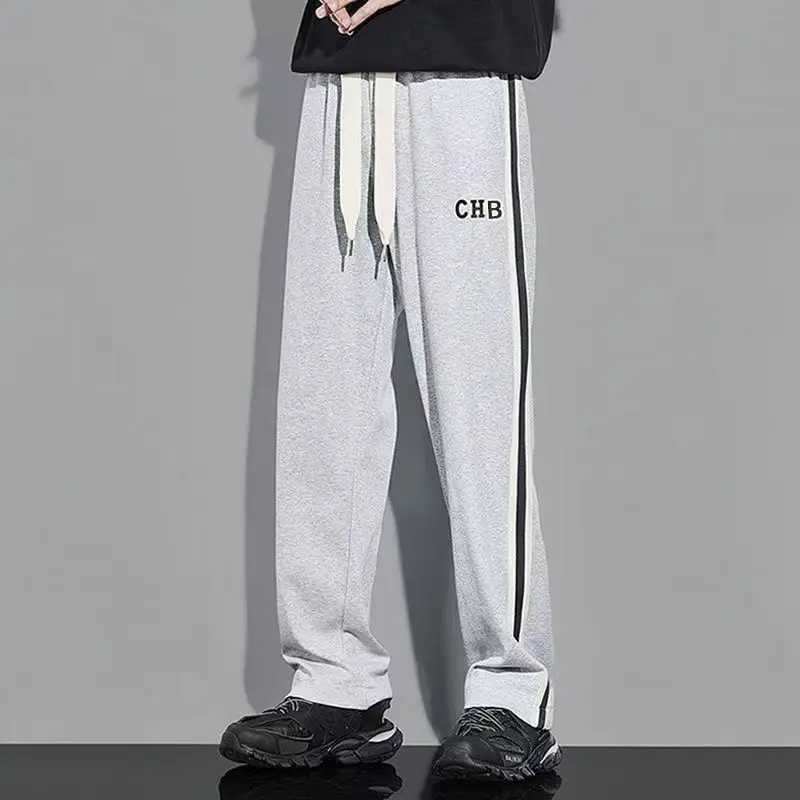 Flce Thick Warm Straight Casual Pants Men Autumn Winter New Patchwork Striped Drawstring Waist Loose Versatile Sports Trousers X250305