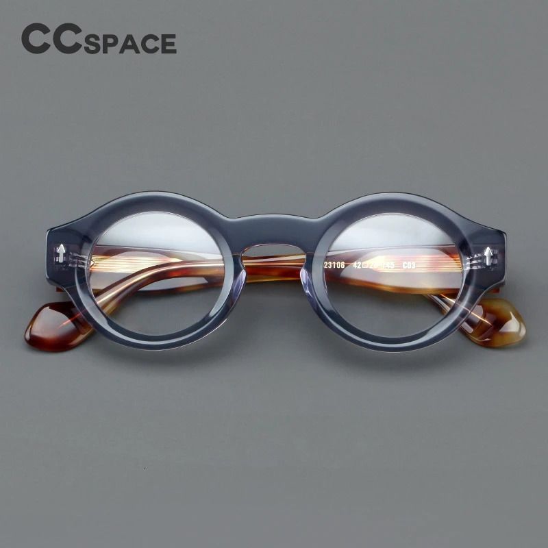 Thick Acetate Round Reading Glasses replicas of Diopter High Quality Rivet Customizable Vision Plus Optical #57359 250303