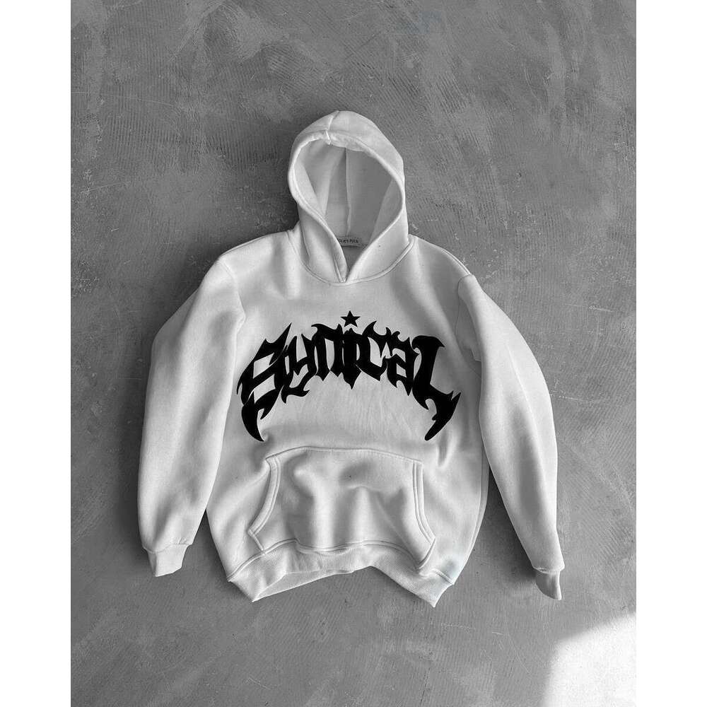 Trendy letter foam printed loose and fashionable hot stamping 3D three-dimensional pattern hooded sweatshirt