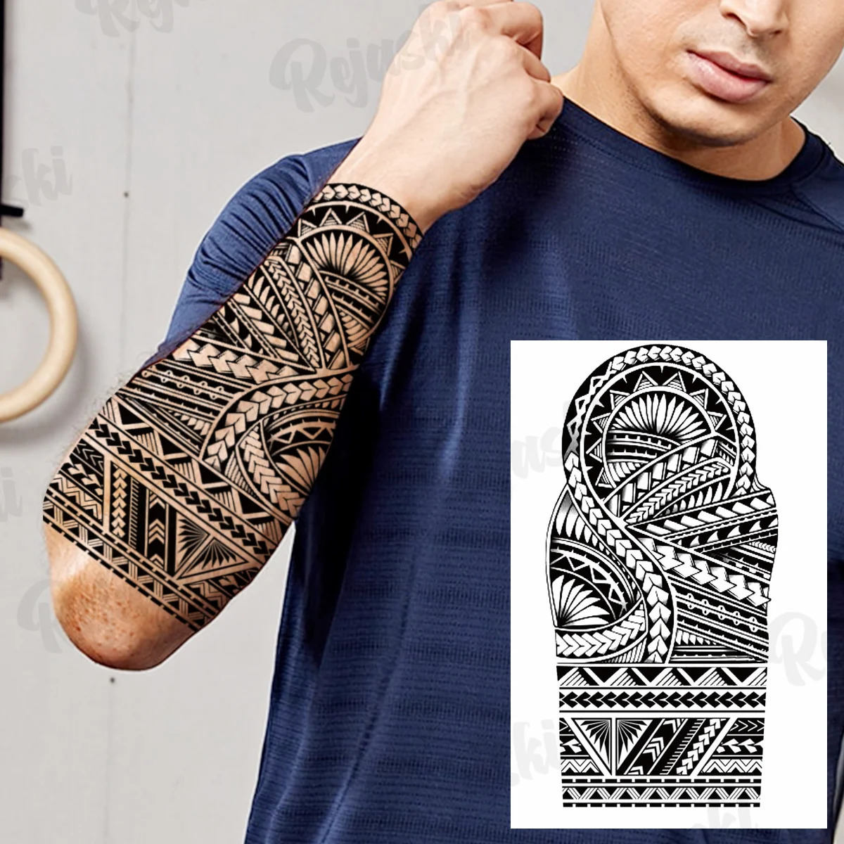 Large temporary tattoos for men real Maori tribal stickers arm waterproof DIY 250219