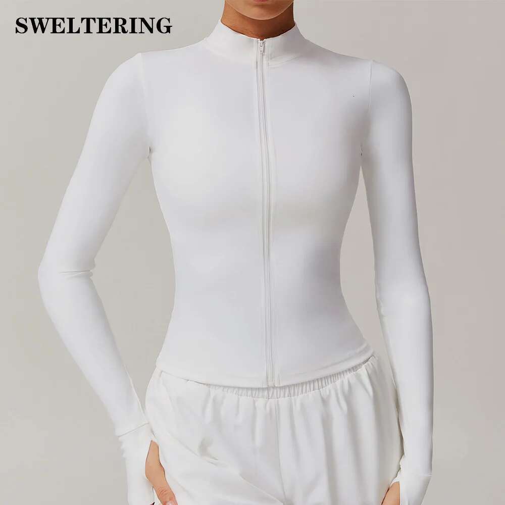 Long Zipper Sleeve Workout Top Clothes Women Active Wear Sports Shirt Elastic Fiess Jacket Yoga Clothing Running Shirts Kl-My