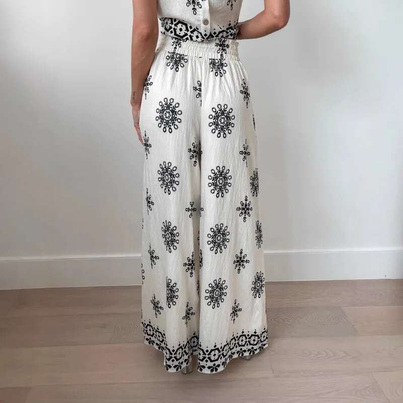 2025 Fashion Sexy Printed Strap Wide Leg Set Spring And Summer New Women's Clothing Street Trendy Sleeveless