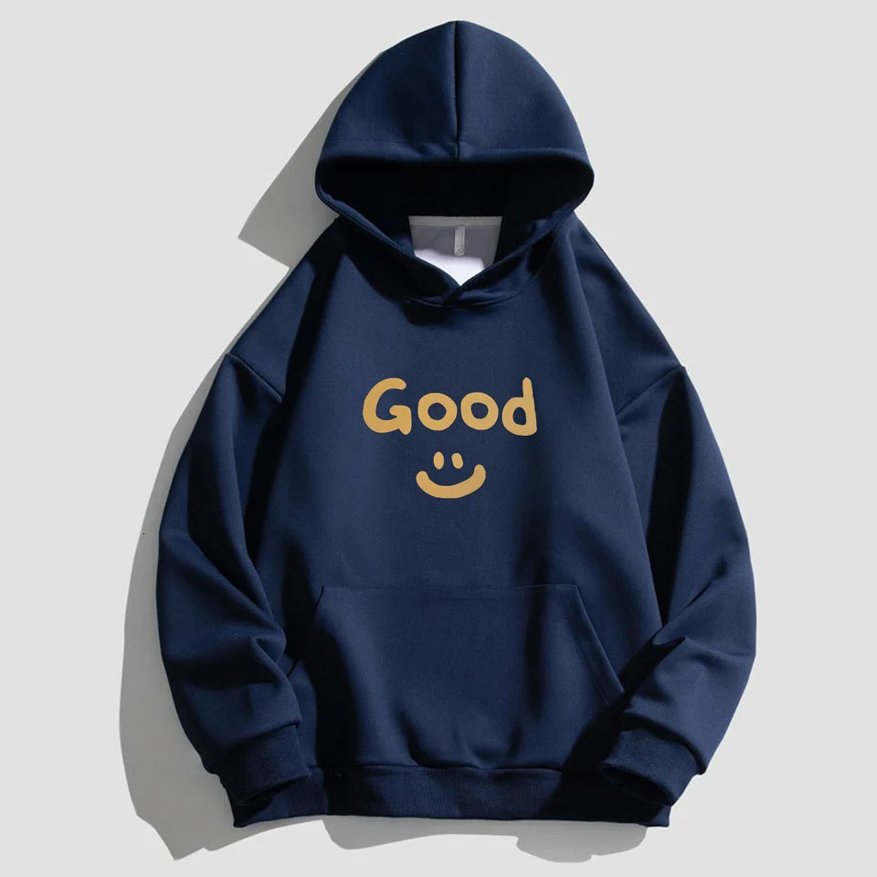 320 Of Grams Heavy Cotton Good Smiling Face Printed Vintage Hoodie Oversized Hip Hop Mens Womens Tops 250304