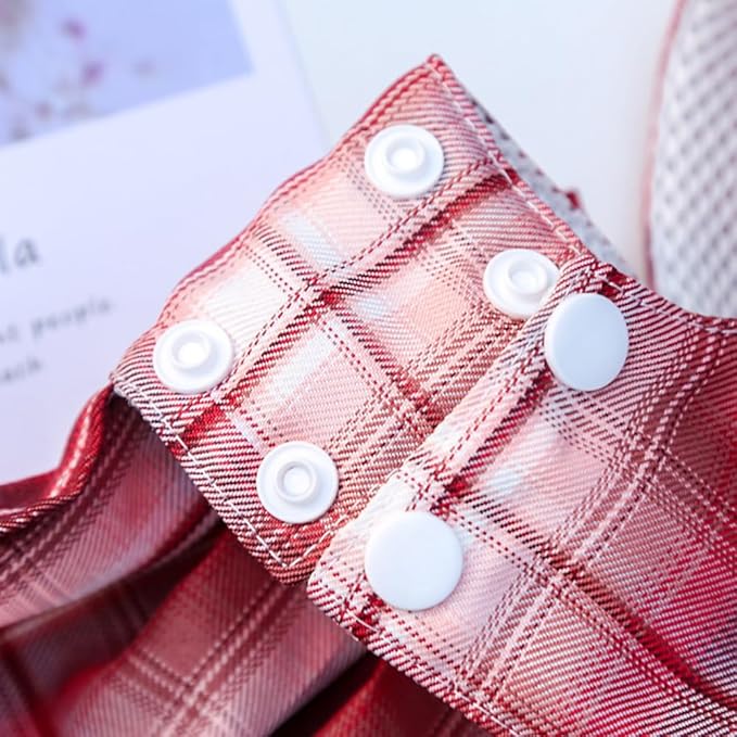 Plaid Dog Dress Bow Tie Harness Leash Set, Dog Harness Dress for Small Cute Dogs Cats Girl, Puppy Yorkie Chihuahua Spring Summer Clothes for Pet Outfi