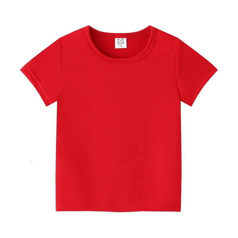2-12Years Summer childrens short sleeve T-shirt cotton baby clothes boys girls blank Infant T-shirt Kids shirt solid tees tops 250304