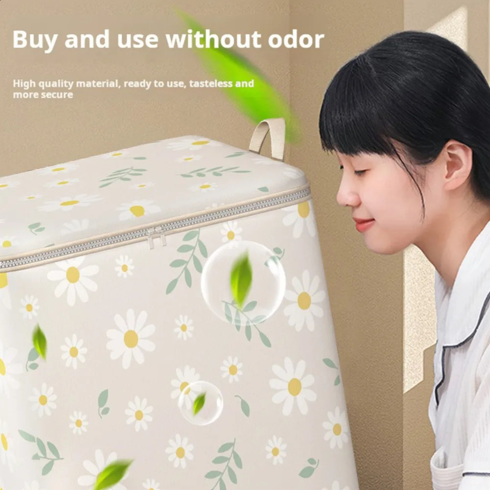 Ship from US Quilt Storage Bag Large Capacity Daisy Clothes Box DustProof MoistureProof Fabric Moving 250305FBB