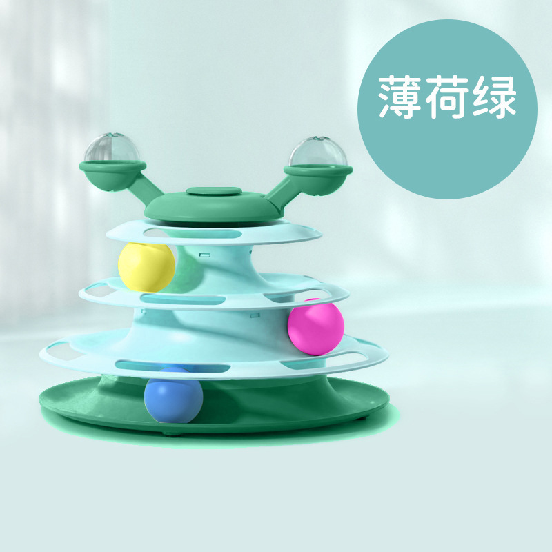 Cat Toy Tower Turntable Roller Balls Catnip Toys Interactive Intelligence Turntable Balls Cat-entertaining Tools Kitten Supplies