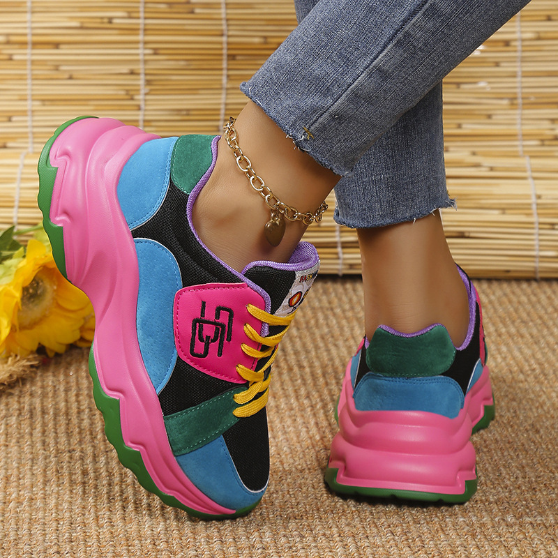 Sports with thick sole casual 2025 fashion new spring/summer plus size colored women's shoes ddmykukumalu