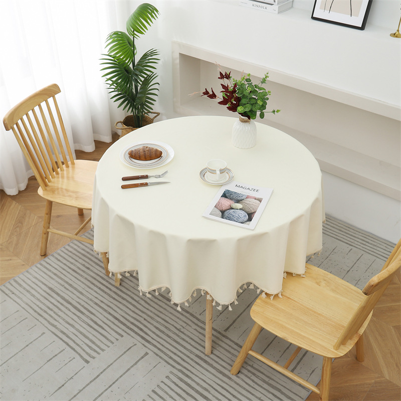 New solid color round table cloth coated waterproof and oil-proof table cloth for home use 52U801