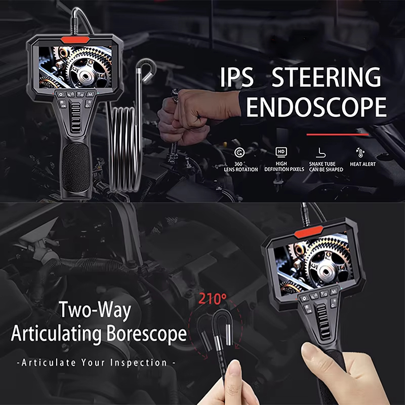 Two Way Articulation Borescope 1080P HD Steerable Endoscope Camera 4 3INCH LCD Monitor For Wall Engine Hole Camera