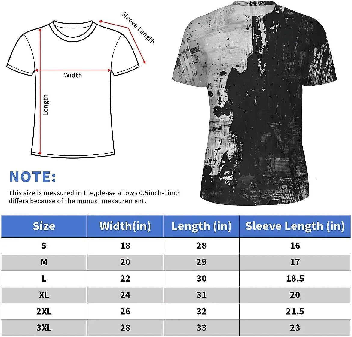 Mens T shirt Men's Novelty T-Shirts Graphic 3D Print Summer Short Sleeve T-Shirt Vintage Abstract Black White tee Casual tops summer clothes cool