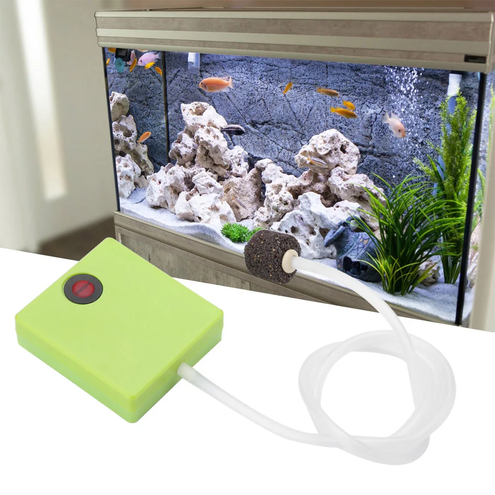 Aquarium Dry Battery Operated Fish Tank Air Pump Aerator Oxygen With Air Stone