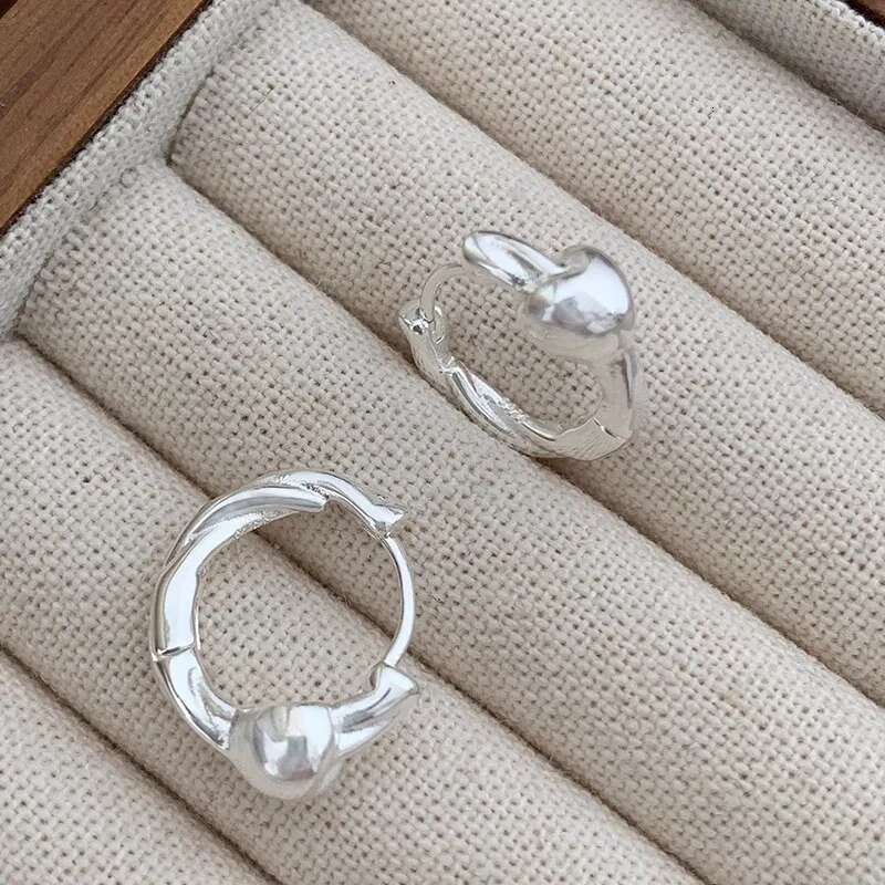 PANJBJ Sterg Sier Love Heart Hoop Earring for Women Minimalism Sweet Romance Lovely Trend Jewelry Gift Dropshipping