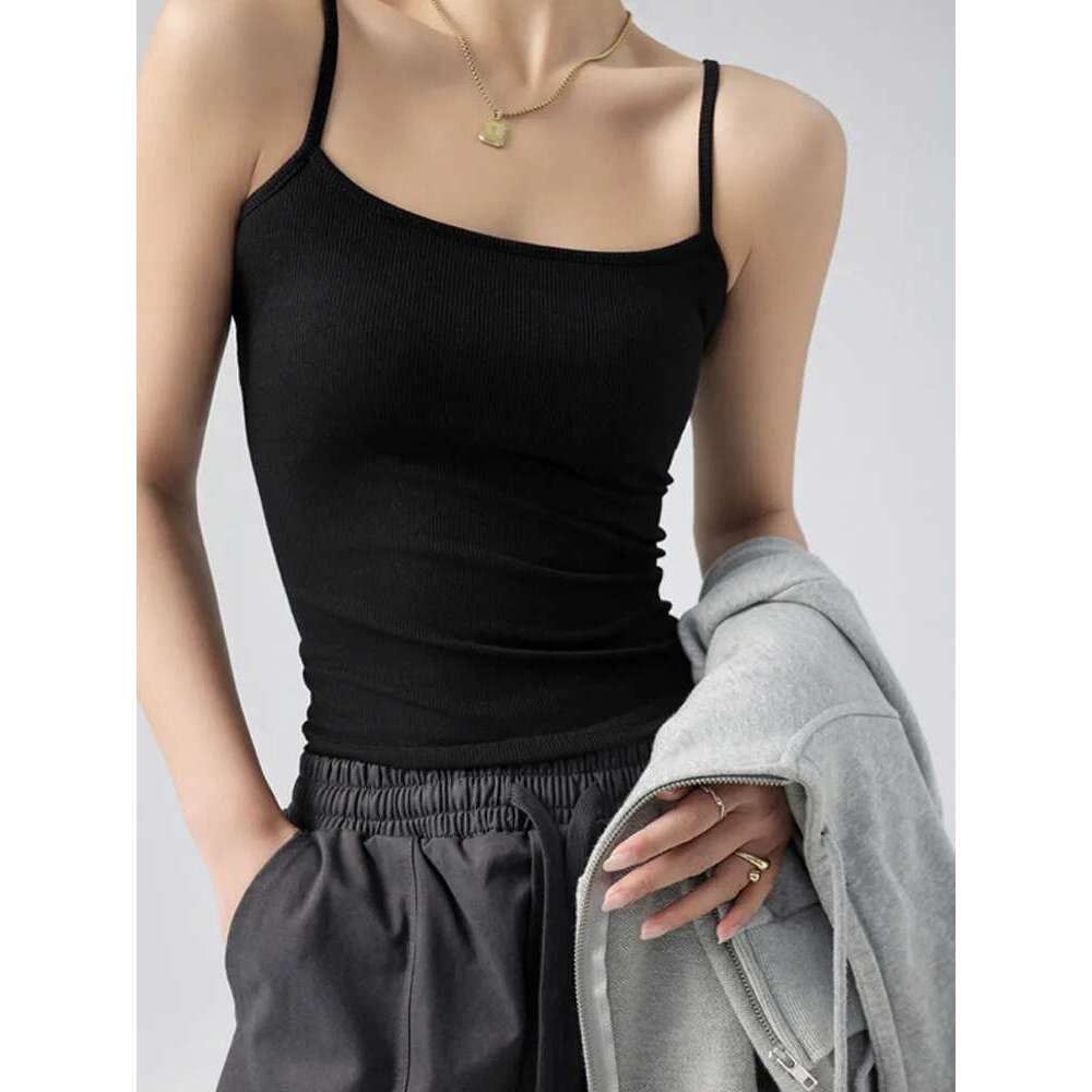 Tanks Summer Spaghetti Strap Camis Stretch Tops For Women Sleeveless Slim Fit Basic Solid Knitted Camisole KLMY