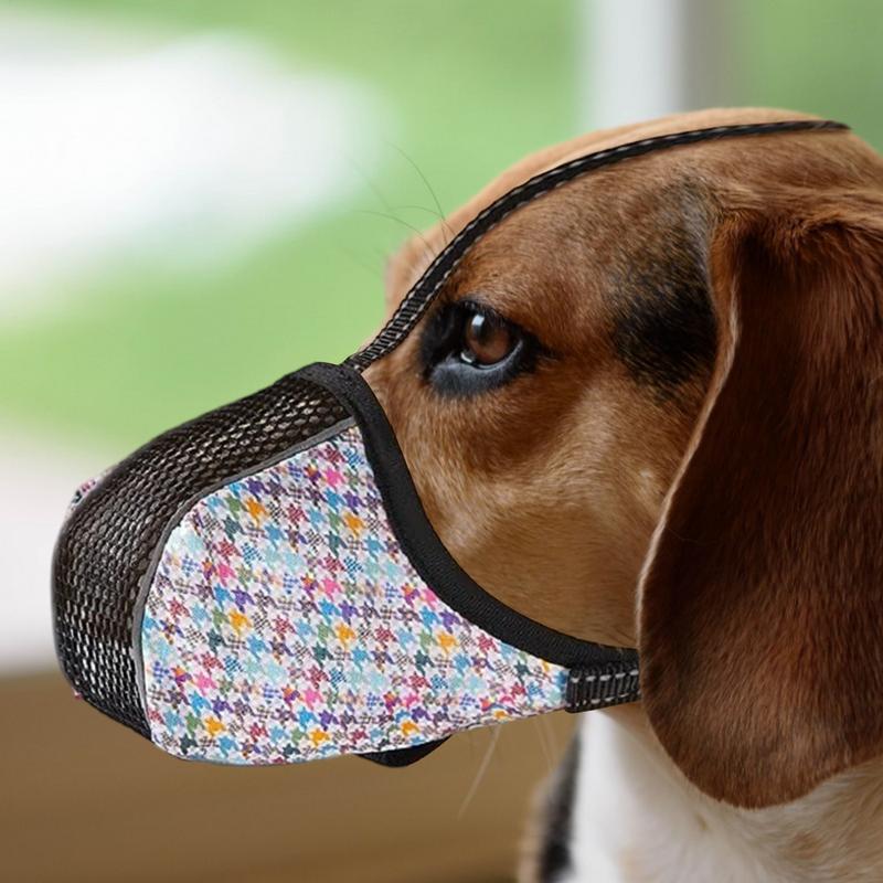 Dog Muzzle Adjustable Air Mesh Pet Mouth Guard Soft Covered Puppy Muzzle For Scavenging Biting Licking And Chewing Allows