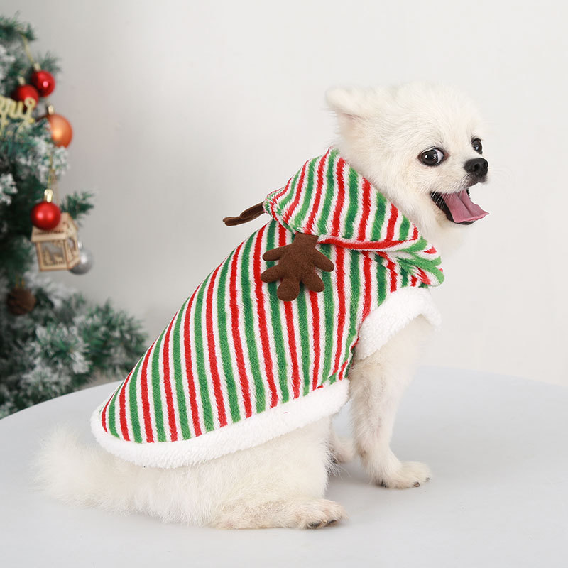 Halloween - themed Spooky Print Fleece Pet Outfits with Witch Hat Embellishments for Small and Medium - sized Dogs and Cats