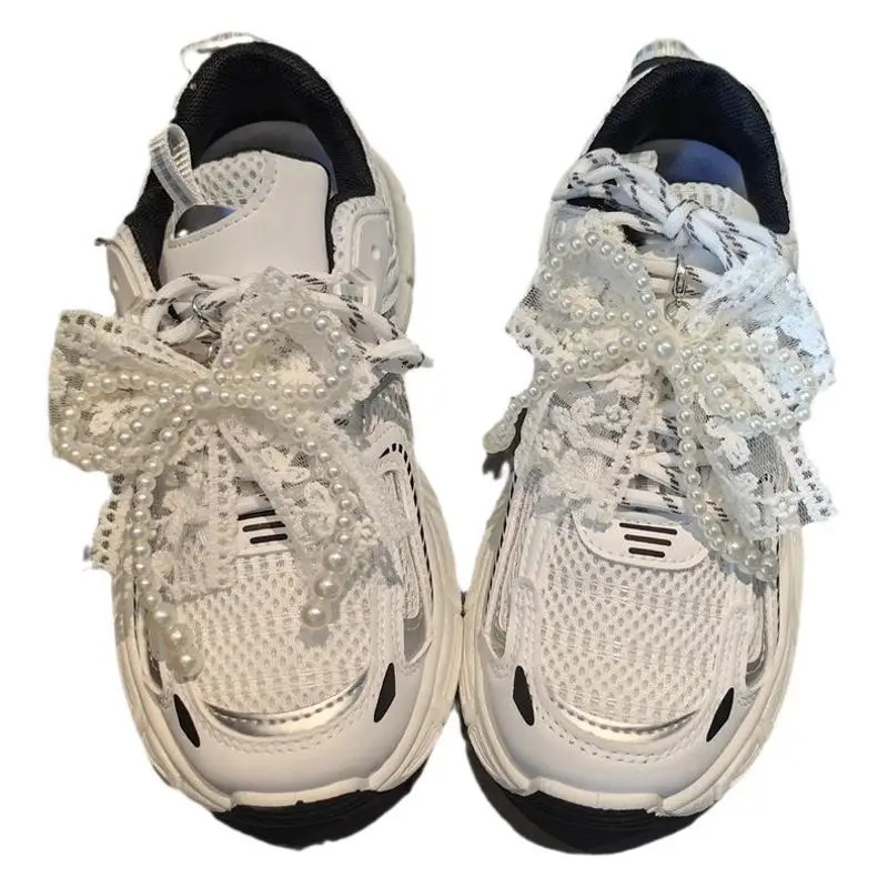 Fashion Lace pearl bow Shoe laces Charms for Sneakers Decorative Shoe Flower Buckle Premium Decorative Shoe Charm Accessories 250218