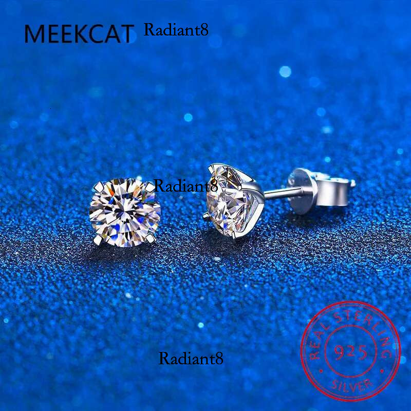 EF VVS1 Round Cut Total 4.0ct Dia Test Passed Moissanite Gold Plated Sier Earring Jewelry Women Girl Gift