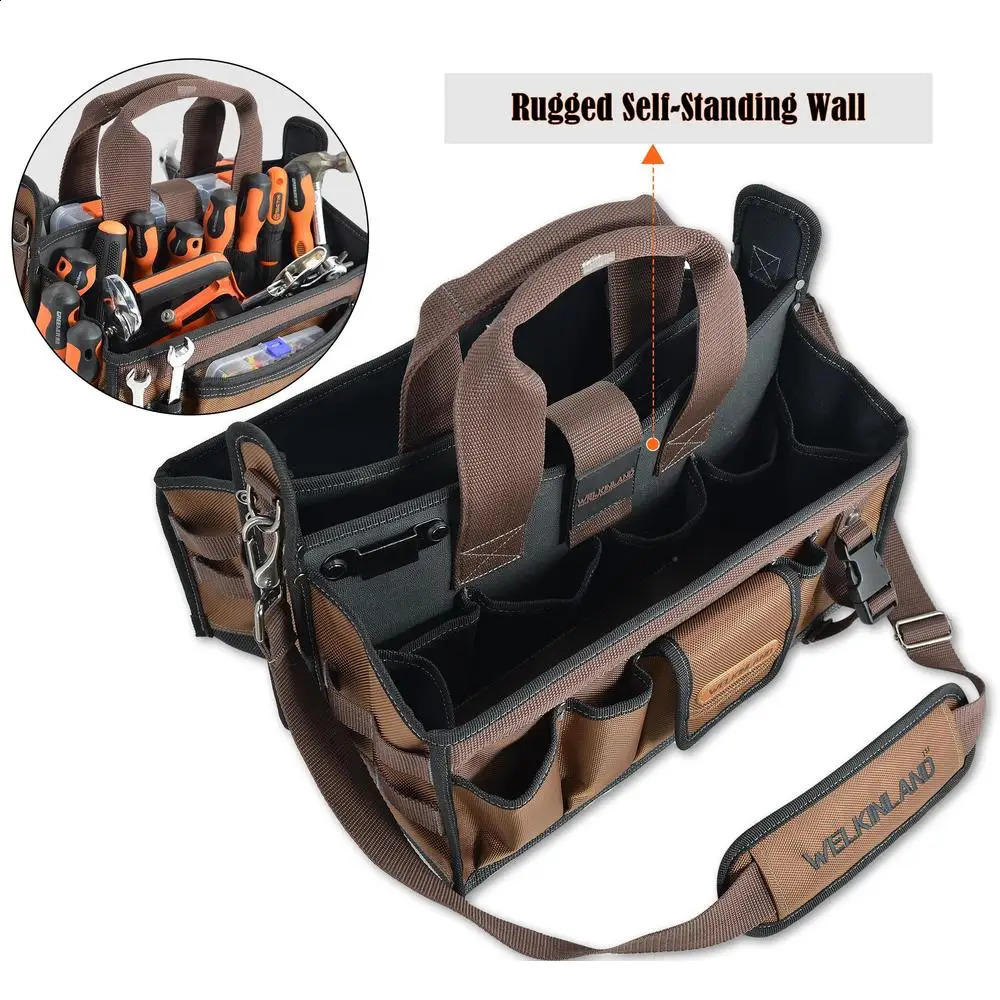 Ship from US Tool Tote Bag 20 Pockets HVAC Tech Electrician ClearBox Organizer HeavyDuty LargeOpening BrightInterior Ballistic 1680D 250305FBB