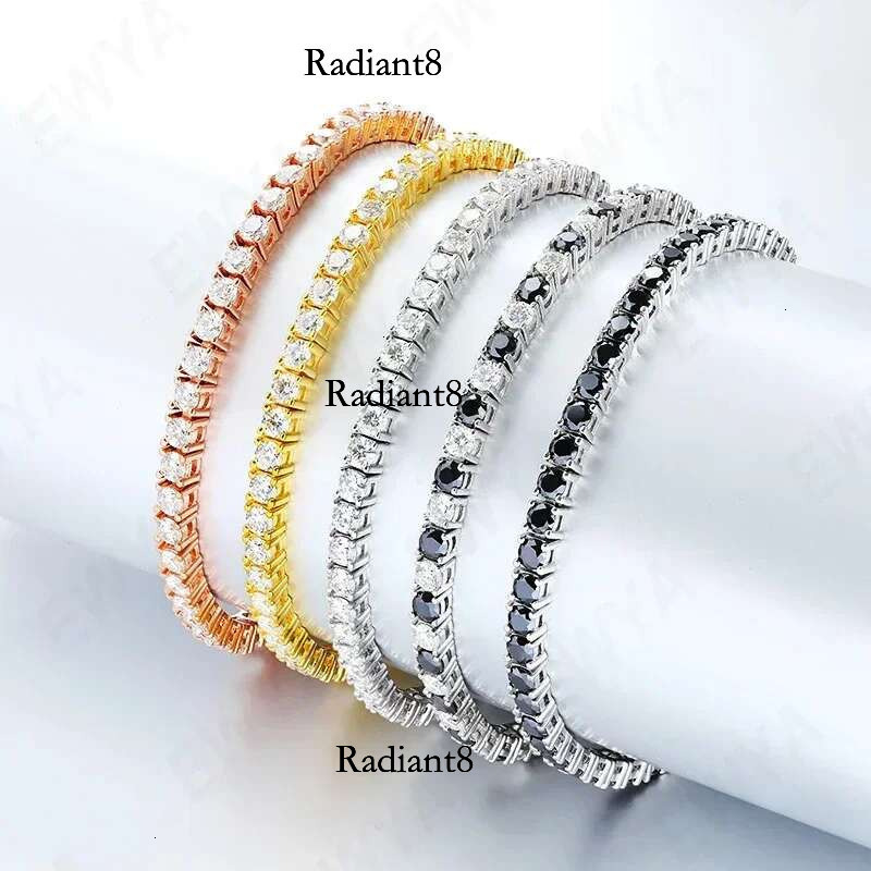 EWYA Real D Color Full 2/2.5/3/4/5/6.5mm Moissanite Tennis Bracelet For Women S Plated Rose Gold Dia k Bracelets