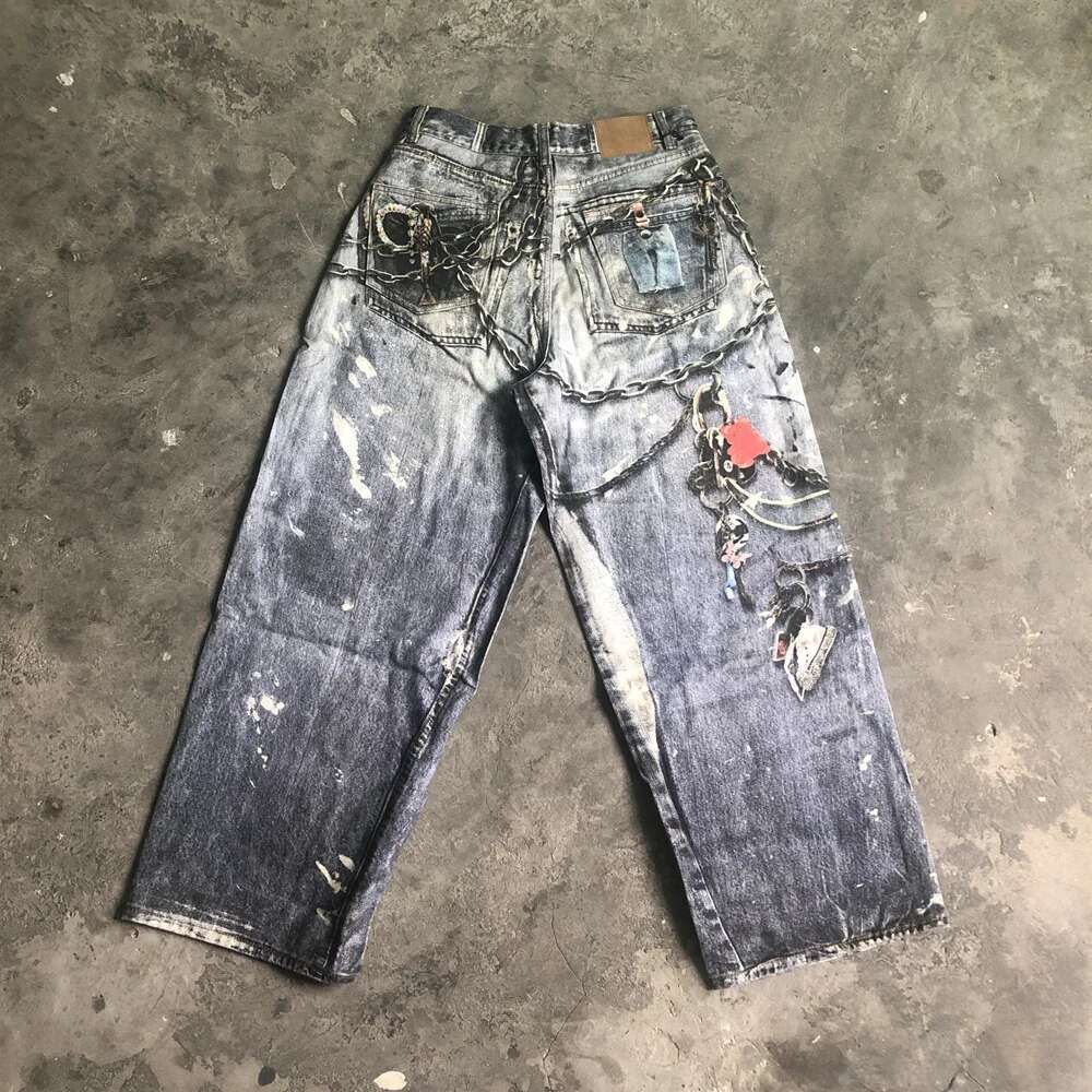 Frog Drift Fashion Streetwear Best Quality Jeans Casual Loose American Style Vintage Printed Trousers Graffiti Pants For Men
