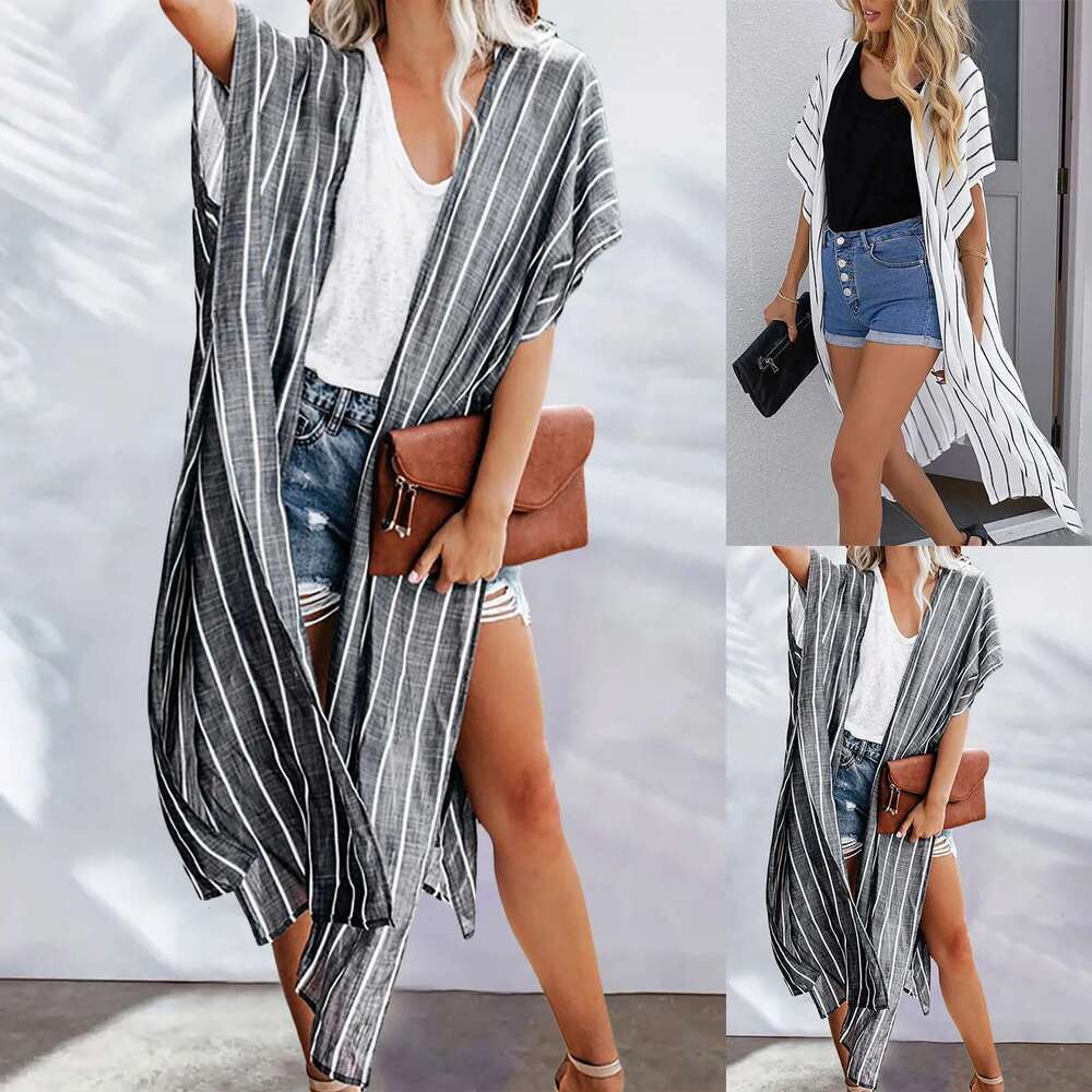 En Cotton Beach Kimono Swimwear Bohemian Oversized Bikini Cover Up Batwing Sleeve Long Cardigan Summer Women Bathing Clothing Km-Ly