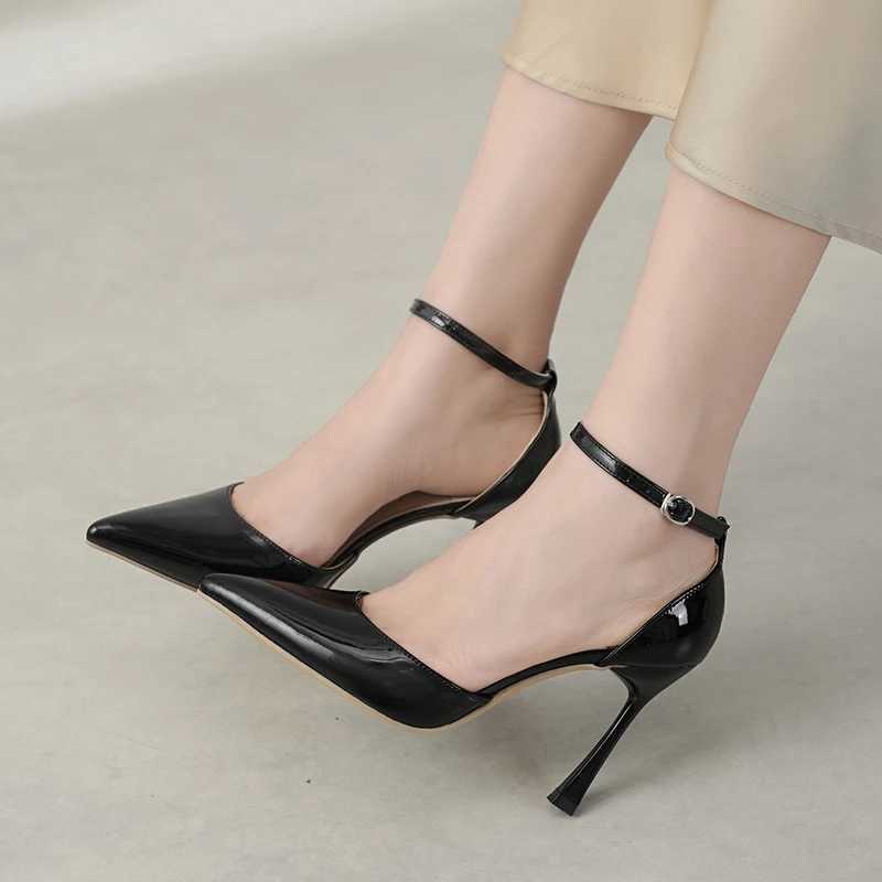 2025 New Summer Sandals White Patent Leather High H White Sandals With Pointed Toe White Pumps Shioes Y250304