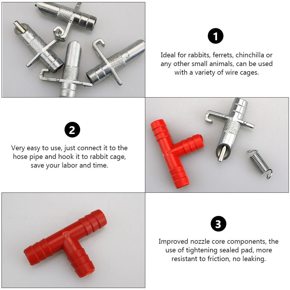 5 Pcs Pipeline Rabbit Water Fountain Bottle Pigeon Plastic Chicken Dispenser Automatic Waterer