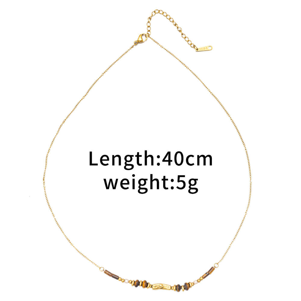 Mirad niche tiger eye stone titanium necklace, high-end sweater chain, versatile ins style stainless steel for women