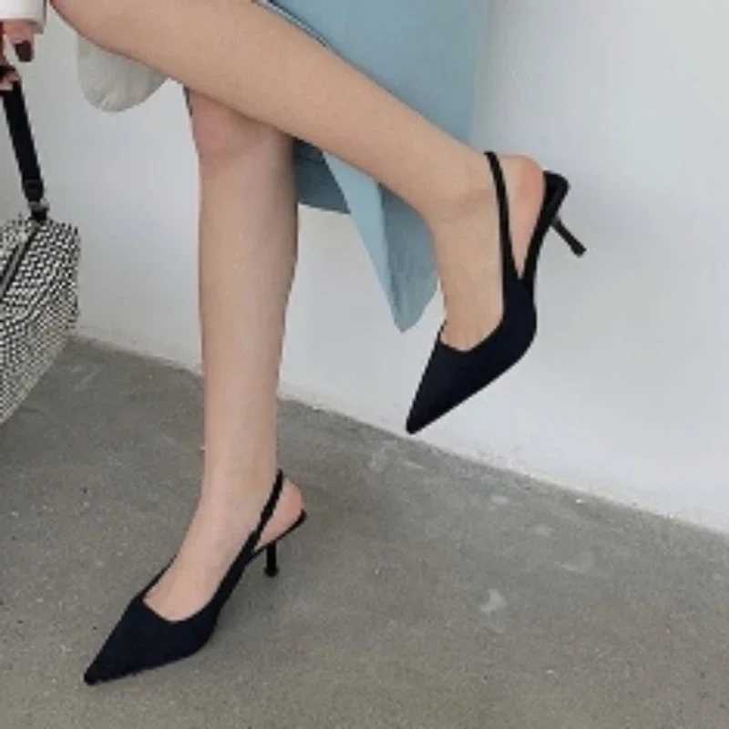 Womens shoes 2024 high-quality sliding temperature pump autumn Pointed Toe solid Fi shallow mouth high H dress pump temperature Y250304
