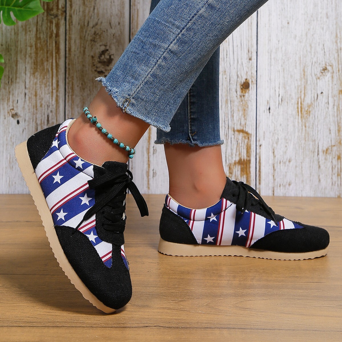 Five pointed star new commuting pattern 2025 plus size blue and white summer casual women's single shoes comfortable ddmykukumalu