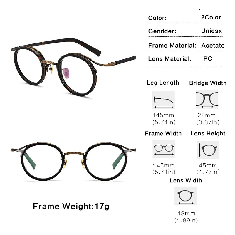 Vintage Acetate Glasses Frame Men Round er Handmade High Quality Eyeglasses Frame Women Retro Korean Eyewear 250303
