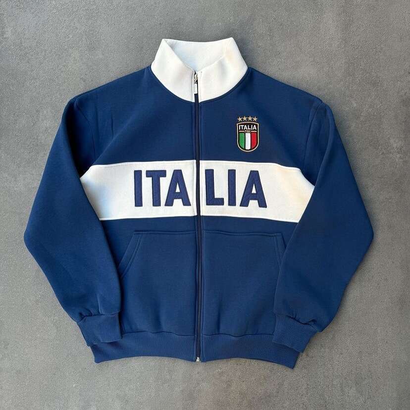 Spring full chain letter embroidery unisex color blocked sports hoodie