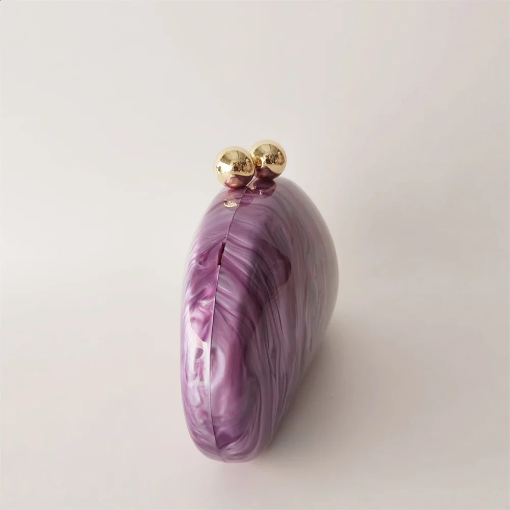 Oval Purple Shell Acrylic Purses And Handbags For Women Shoulder Crossbody Bag With Chain Clutch Purse For Wedding Party Bags 250304