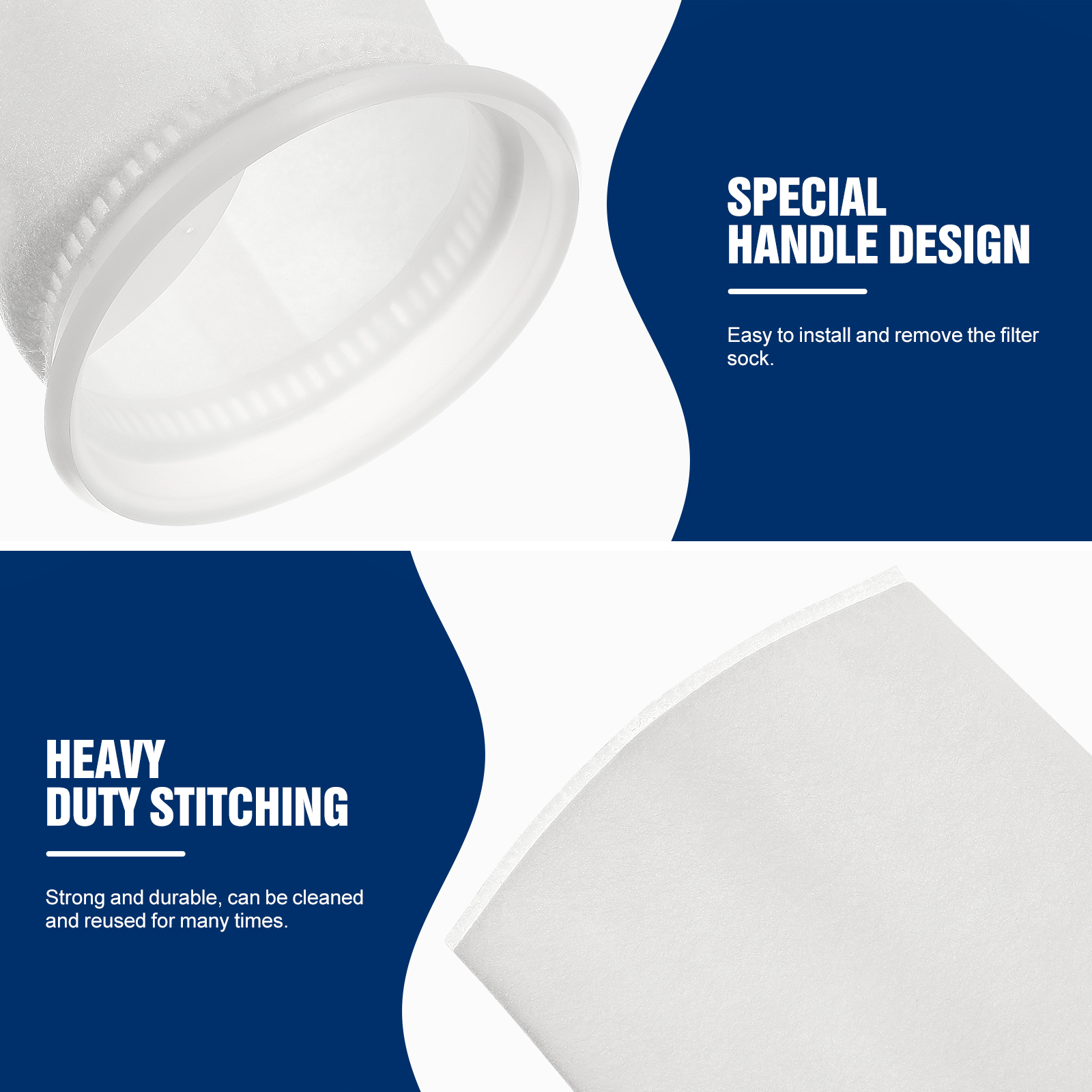 2pcs Aquarium Filter Socks Fish Tank Filtering Bags 4 Inch Ring Diameter Fish Tank Filter Socks (100um)