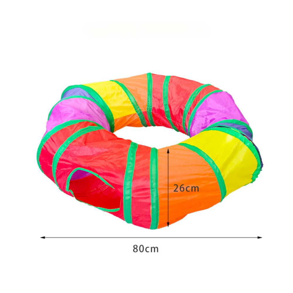 Rainbow Cat Channel Toy Round Detachable Pet Tunnel Round S-shaped Double Hole Cat Tunnel Easy Storage Bright Colors Attract Cat