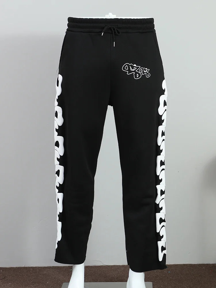 Harajuku casual loose wide leg pants jogging hip hop straight pants sweatpants Y2k street print bell pants for men 250304
