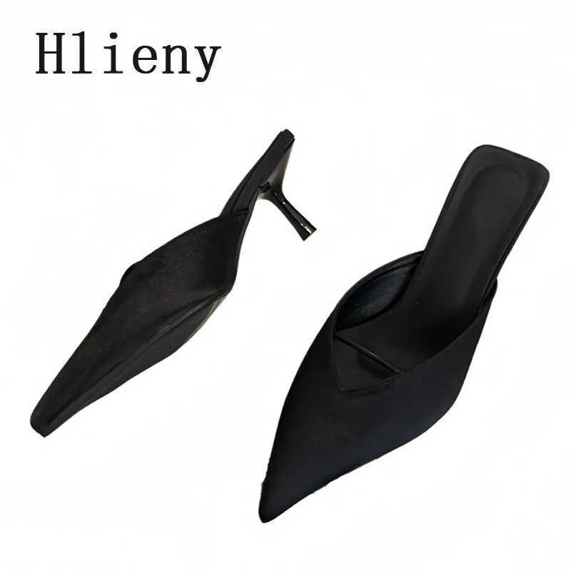 Hlieny Cozy white leather dot toe designer thin H Mes slider suitable for shoe pumps temperature slings and sandals slider Y250304
