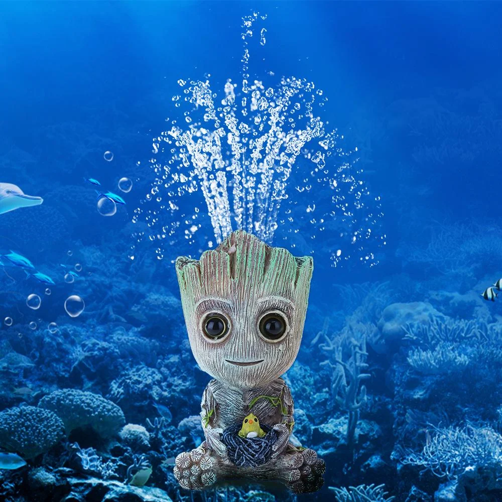 Cute Tree Groot Fish Tank Oxygen Pump Bubble Stone Ornaments Aquarium Decoration Fish Tank Accessories