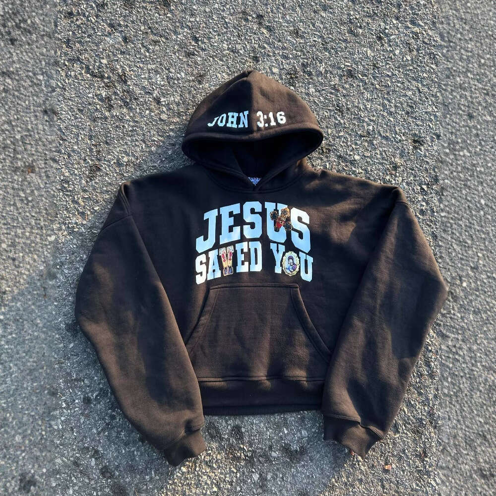 International station street loose letter printed unisex trendy hooded sweatshirt