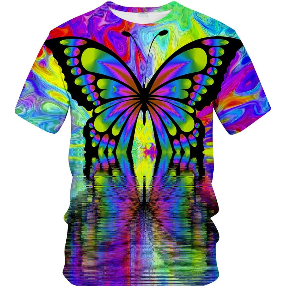 Mens T shirt Unisex Trippy Psychedelic T-Shirt Butterfly 3D Printed Casual Tshirts tee Casual tops summer clothes cool