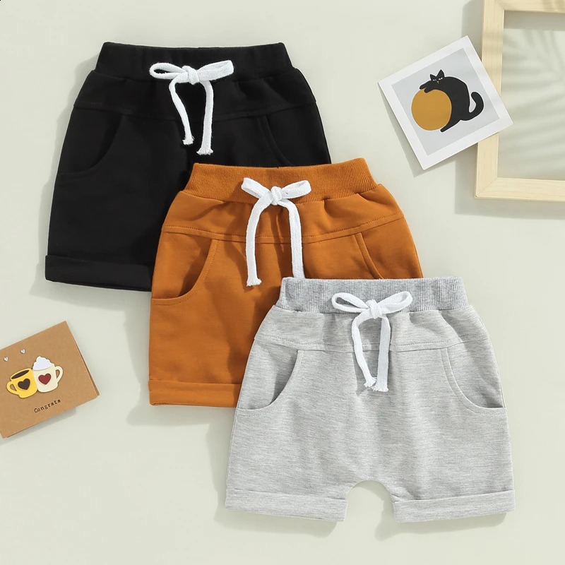 Kids Toddler Boy 3 Pack Shorts Set Casual Solid Loose Drawstring Shorts Sweatpants Athletic Workout Sport Pants Shorts 250304