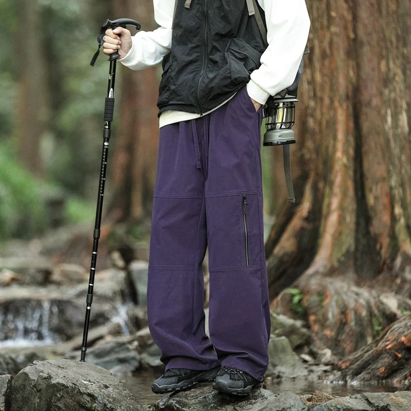 Mens Waterproof Splicing n Sense Hiking Pants Outdoor Windproof Cargo American Style Trendy Breathable StraightLeg 250304