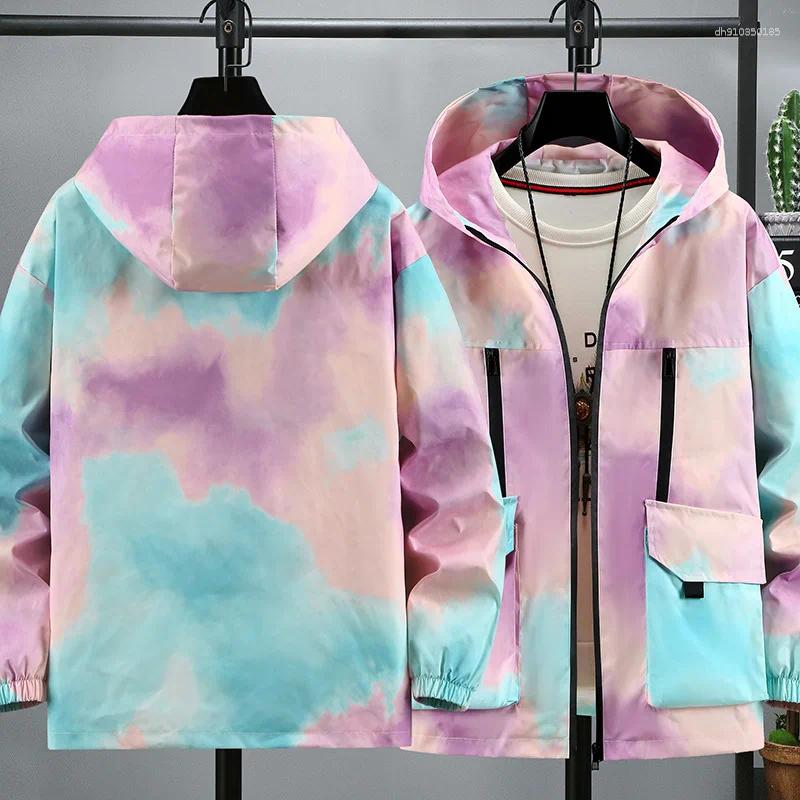 Men's Jackets Strewear Graffiti Printed Fashion Reversible Jacket Men Thin Hooded Windbreakers Clothing Plus Size M-5XL