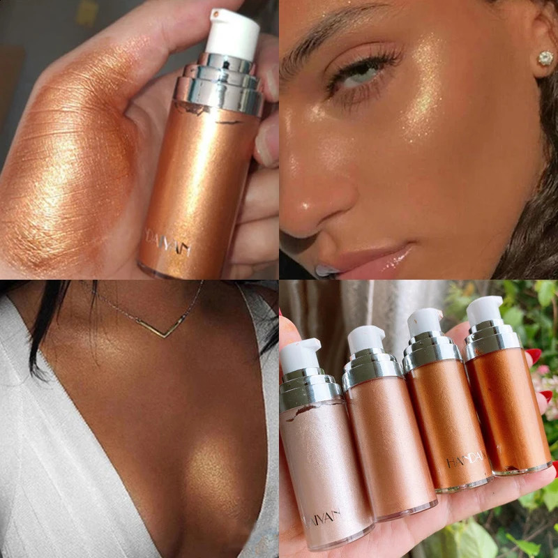 4 Colors Shimmer Spray Highlighter Face Contouring Brighten Body Bronzer Glitter Liquid Highlight Makeup Cosmetic 250219