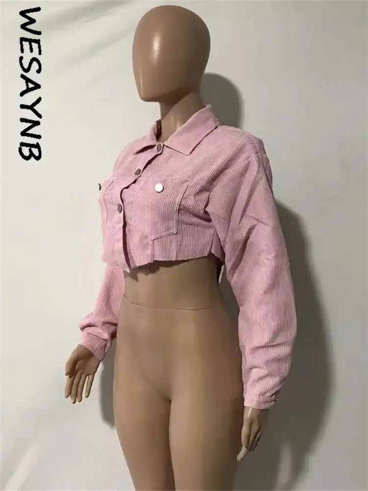 Streetwear Women Long Sleeve Casual Cropped Jackets For Women Top Fashion khaki Pink Coats Buttons Top Jackets Fall 250304