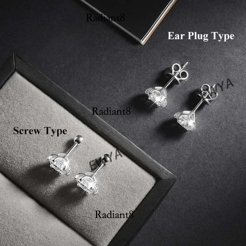 EWYA 0.5-2ct Moissanite Screw Stud D Color Sterg Sier 6 Prong Dia Earrings For Women Wedding Fine Jewelry