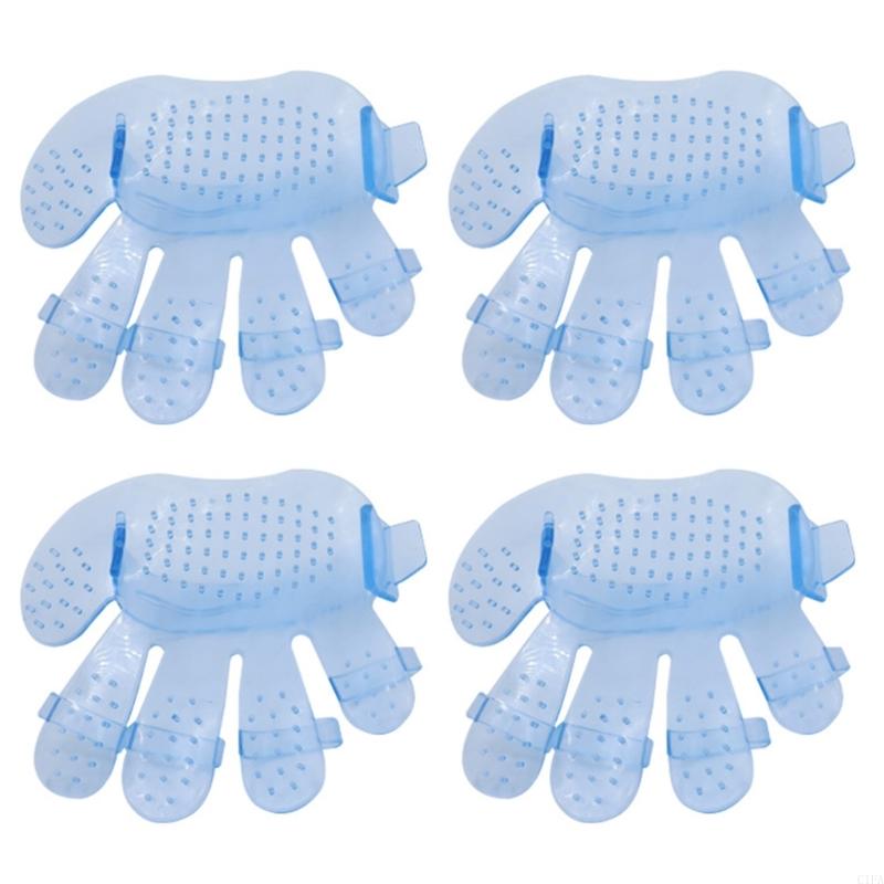 C1FA 4pack Pet Shower Bath Brush Five Finger Pet Cleaning Brush Glove Pet Brush