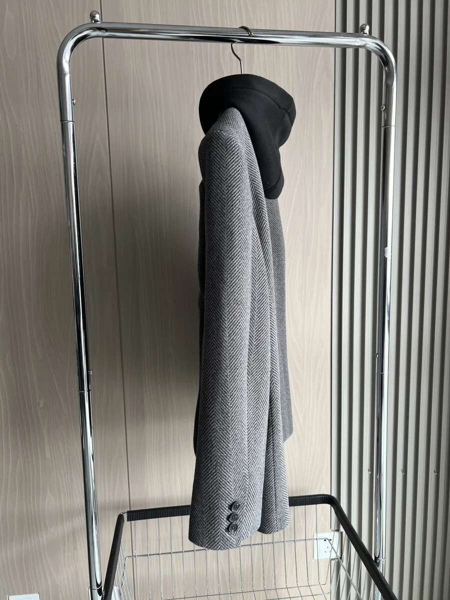 Fall/Winter New Arrivals Women's Hooded Patchwork Herringbone Long Sleeve Shoulder Padded Suit Coat